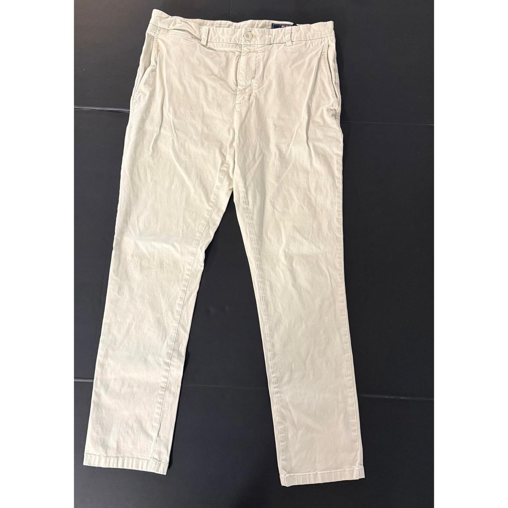 Vineyard Vines Mens Slim Pant Chino Khakis Cream 34x32 Stretch Cotton Twill